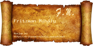 Fritzman Mihály névjegykártya